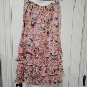 Vintage Baba Pink Floral Ruffled Skirt